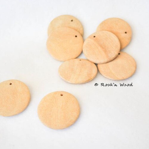 Flat Round Con Shape Natural Wood 15mm 20mm 25mm 30mm 35mm 40mm Loose
