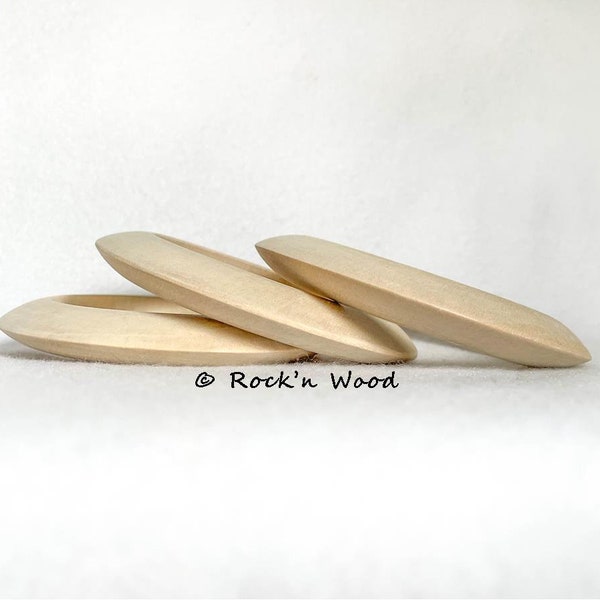 3 Flat Circle Round - Unfinished Wooden Pointed Saucer Bangles - Wood, DIY, Jewelry Supply, Craft Blanks