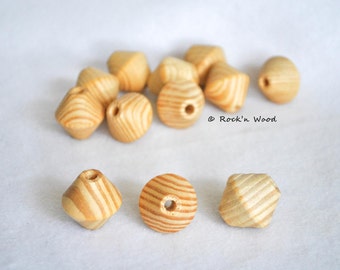 20 Pine - Large Bicone Unfinished Wood Beads 23 mm - DIY, Jewelry Supply, Wood Crafts