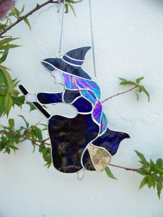 Halloween home decor Stained Glass piece Witchy vibes Halloween