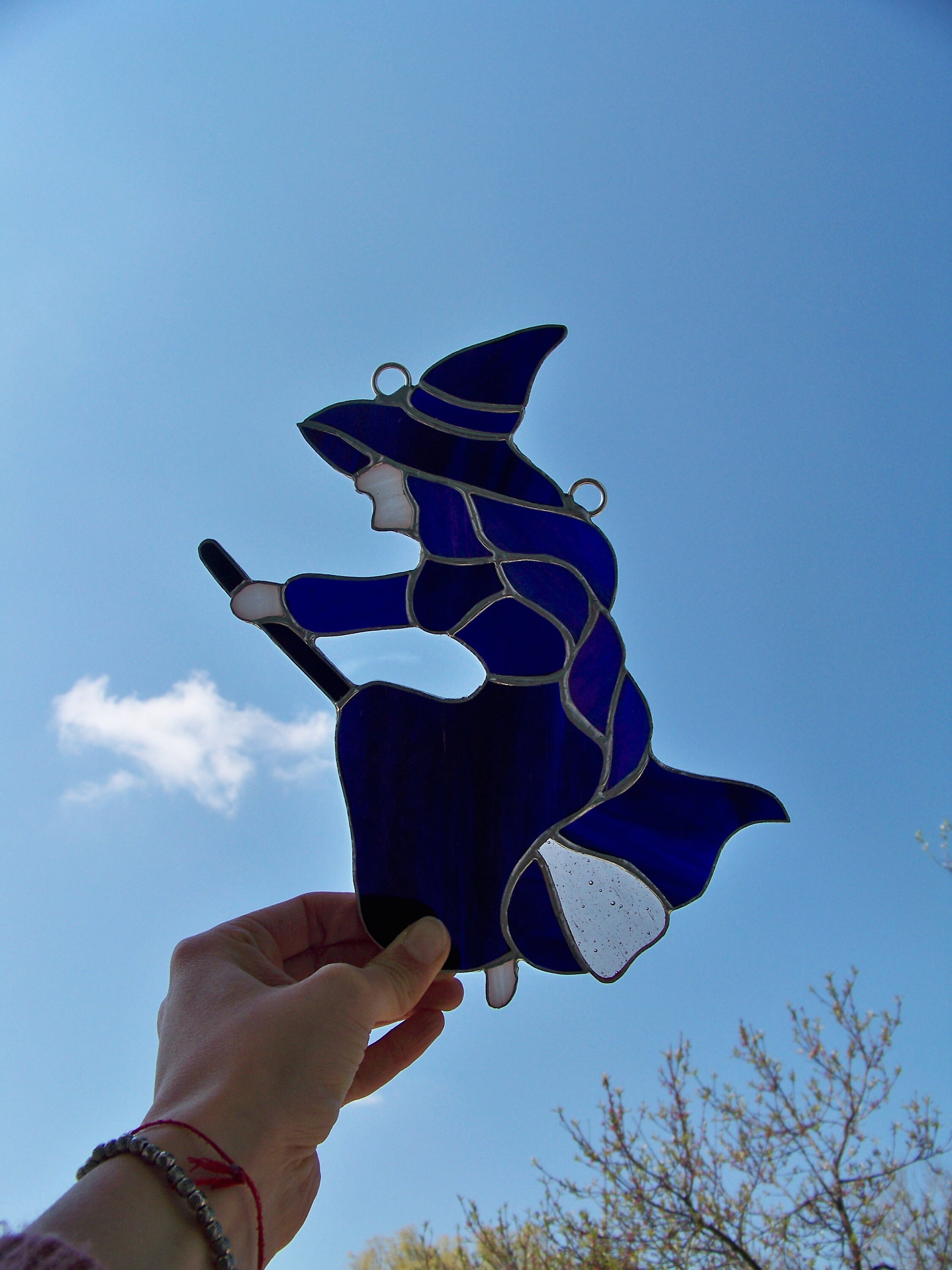 Halloween home decor Stained Glass piece Witchy vibes Halloween