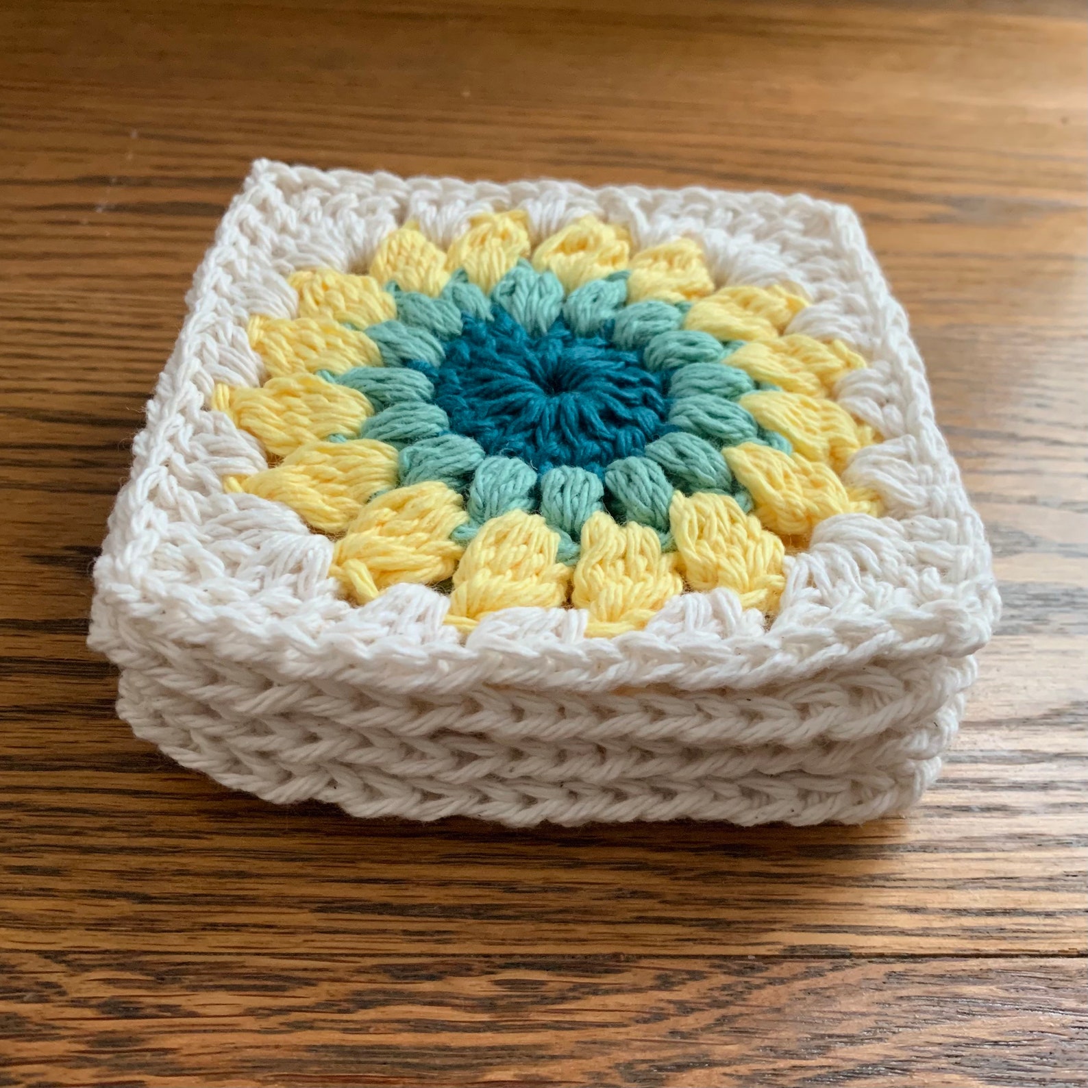 Granny Square Coasters Crocheted Coasters Set of 4 Etsy