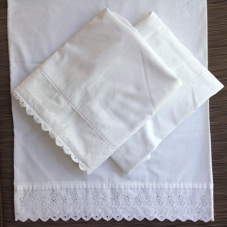 White Eyelet Bedding Valance Linens Full Double Set Twin ...