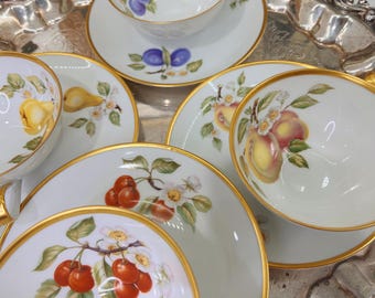 Vintage Fruit tea/coffee cup and saucer, Bavaria Germany Golden Crown 1886