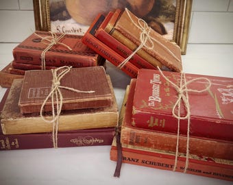Antique Books/ Vintage Book Bundle Sets - Red