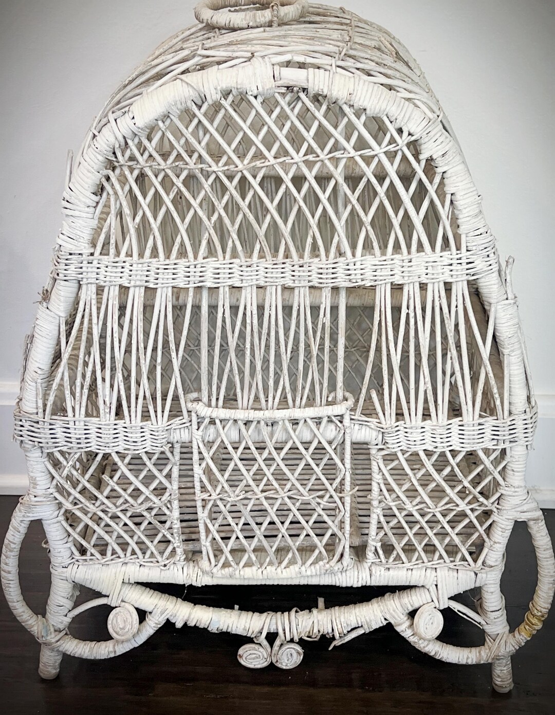 Vintage Wicker Bird Cage, Cottage Decor, Shabby Chic Display - Etsy