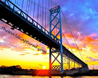 Leaving The Ambassador Bridge - The Sun Setting