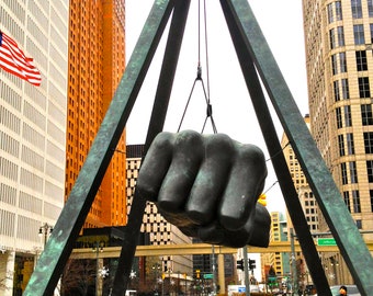 Detroit Mat Print: Joe Louis Fist With American Flag
