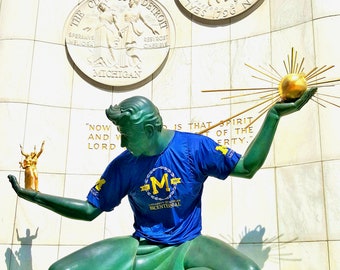 Detroit Mat Print: Spirit of Detroit, Spirit of the Wolverine (UofM)