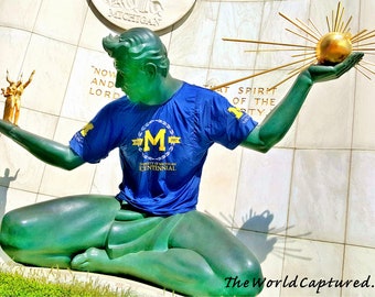 Detroit Mat Print: Spirit of Detroit, Spirit of Michigan (UofM)