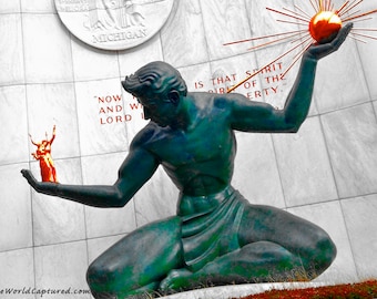 Detroit Mat Print: The Spirit of Detroit