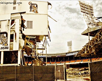 Detroit Tigers Mat Print: Tearing Down The Old Tiger Stadium