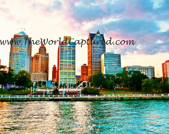 Sun Setting on Detroit's Hart Plaza