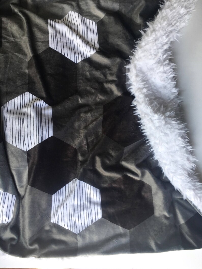 Geometric baby blanket Black White Blanket geometric | Etsy