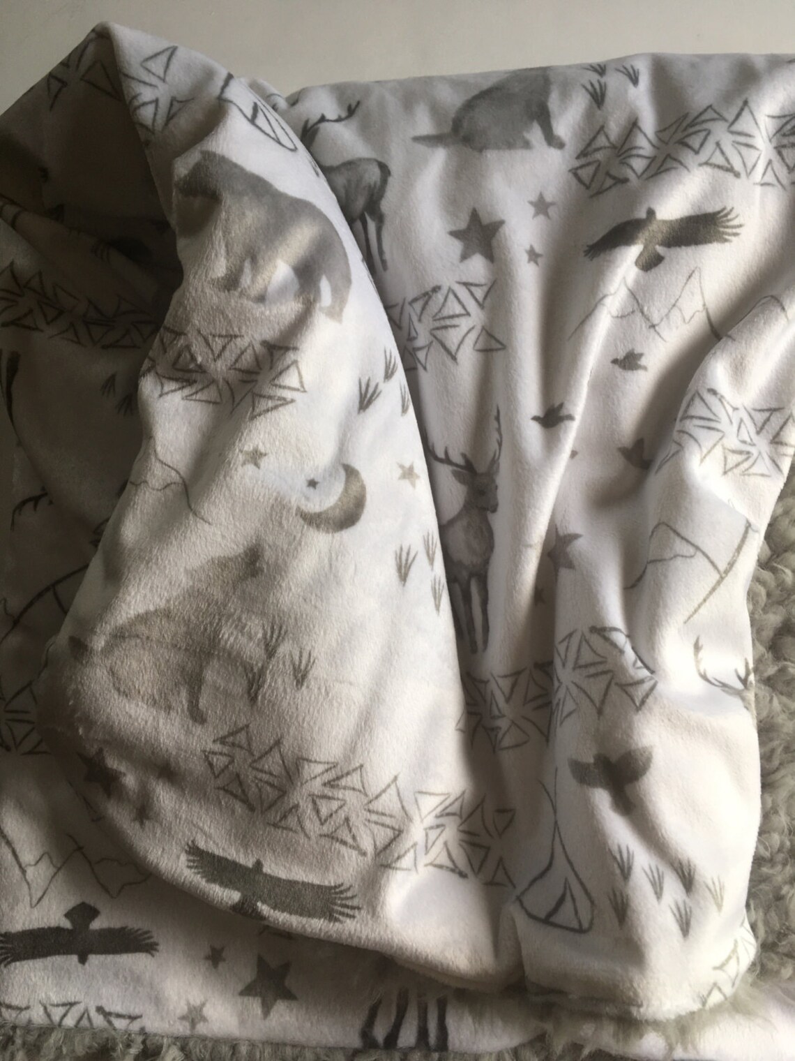 Woodland moose bear gray Baby Blanket triangle teepee tp Etsy