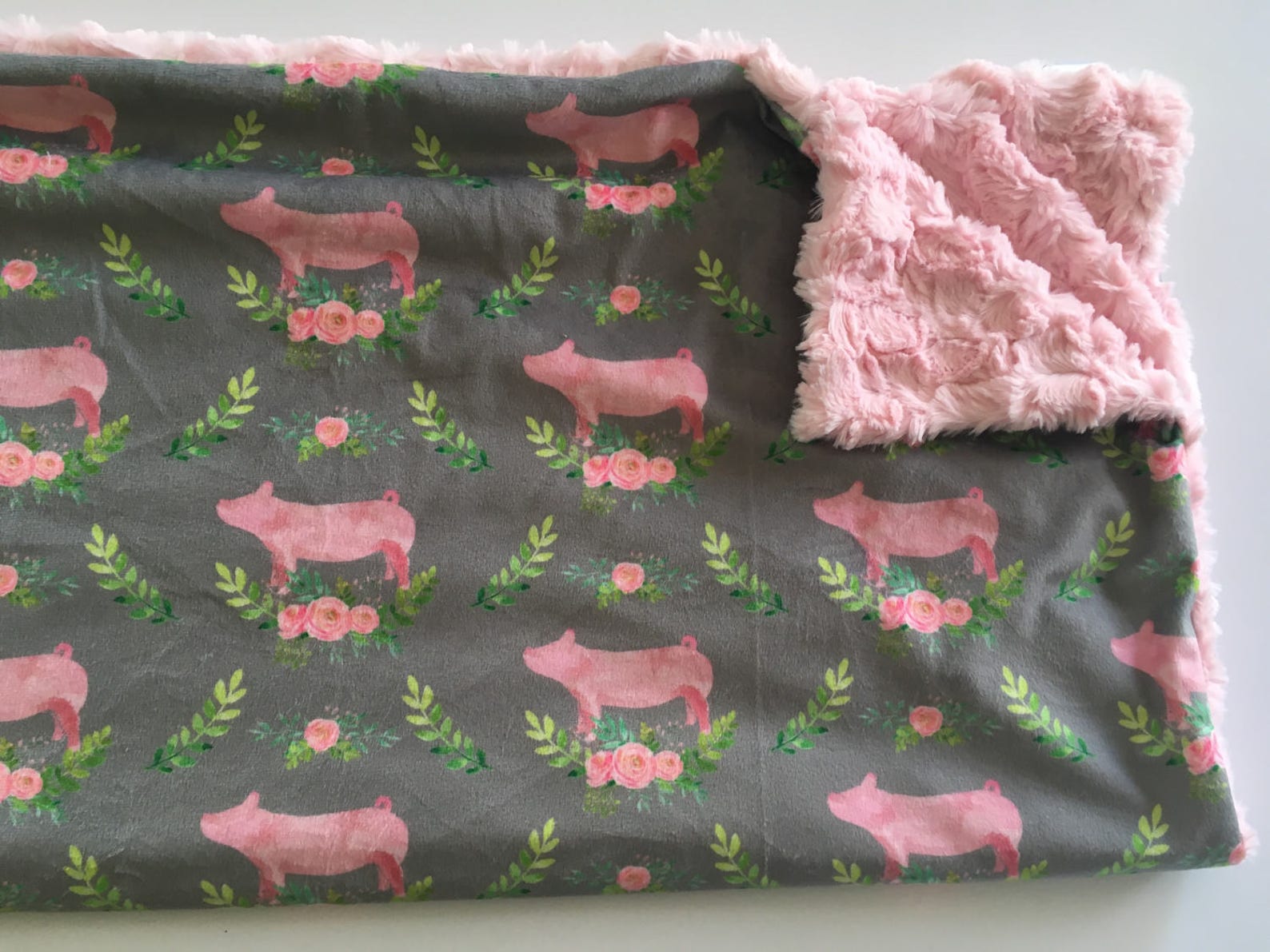 Pig Minky Baby Blanket pig floral nursery double minky Etsy