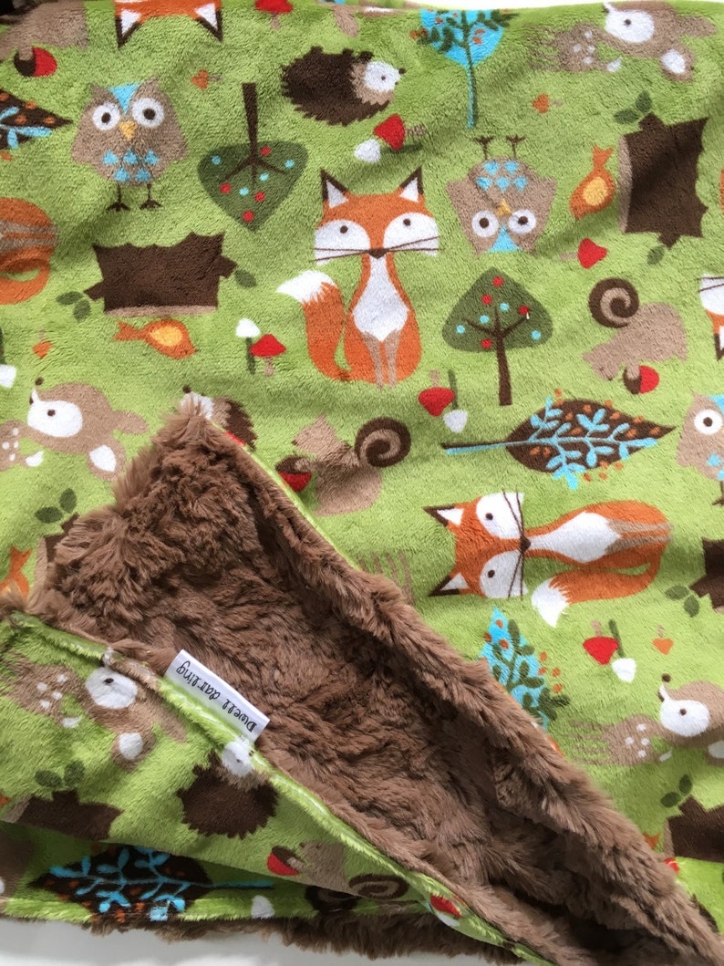 Woodland Forest Animal Baby Blanket minky Baby Blanket Etsy