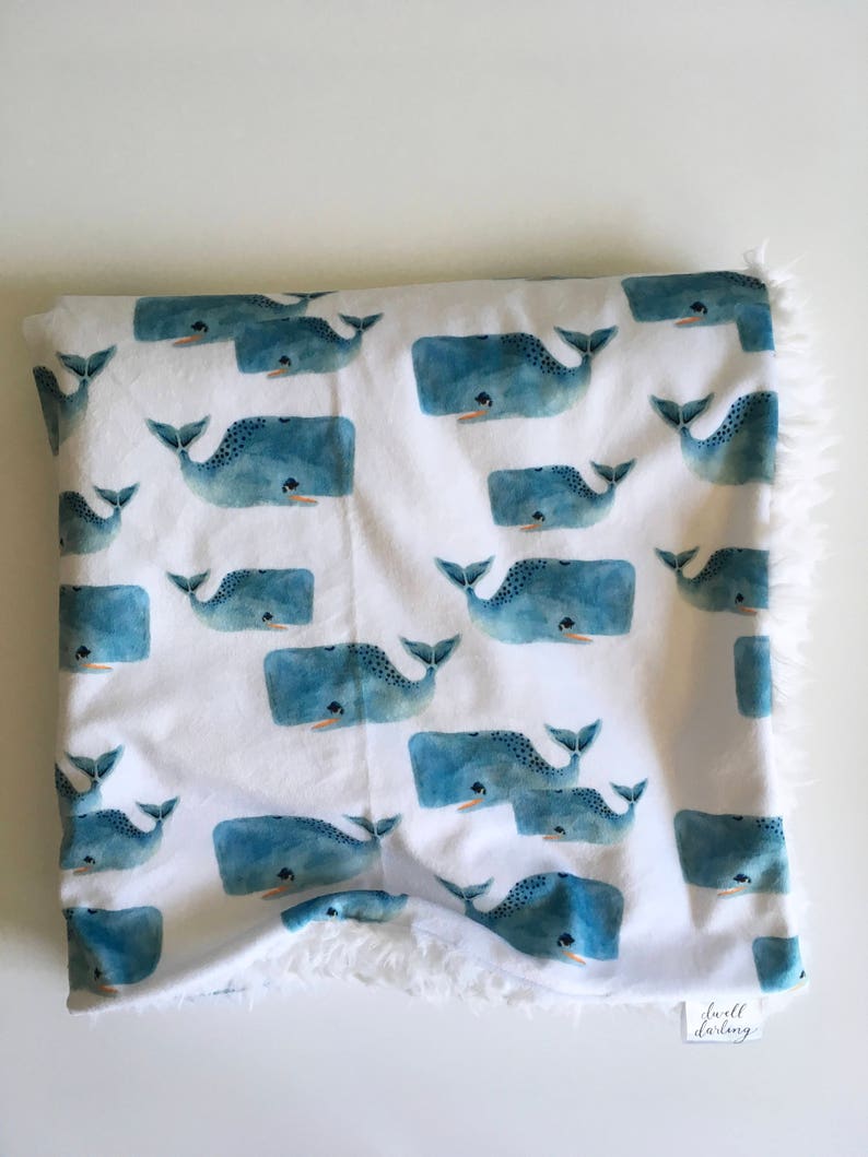 Whale baby blanket navy minky Baby Blanket minky Baby Blanket modern baby gift dwell darling hipster whales baby bedding
