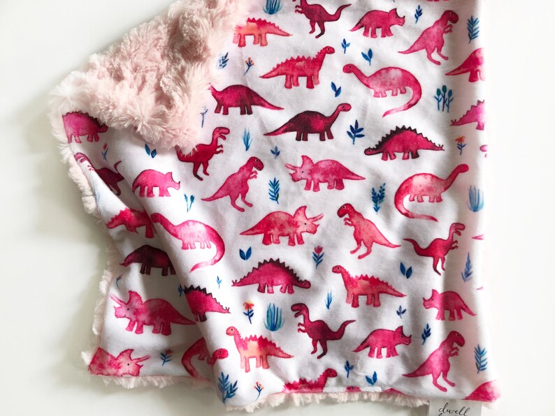 Girl Dino Lovey Security Blanket Toddler Baby mint pink Etsy