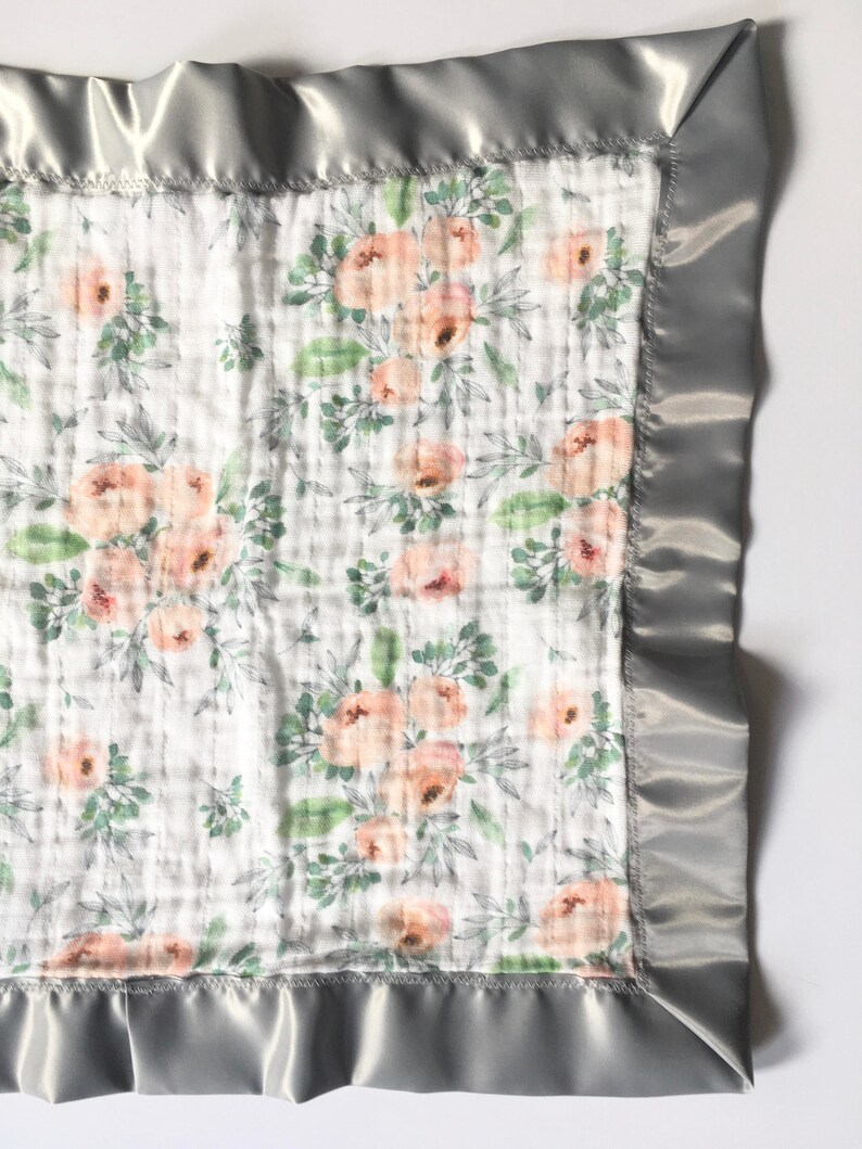 Floral Muslin Satin Security Blanket Lovey Organic Gauze ...
