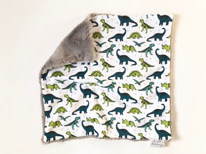 minky Baby Blanket dino baby lovey Baby lovey security Blanket security blanket black white modern gift Dinosaur lovey nursery