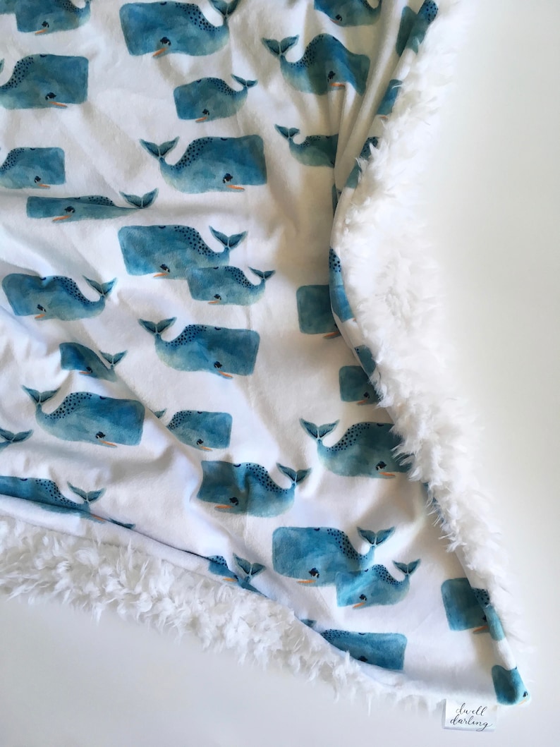Whale baby blanket navy minky Baby Blanket minky Baby Blanket modern baby gift dwell darling hipster whales baby bedding