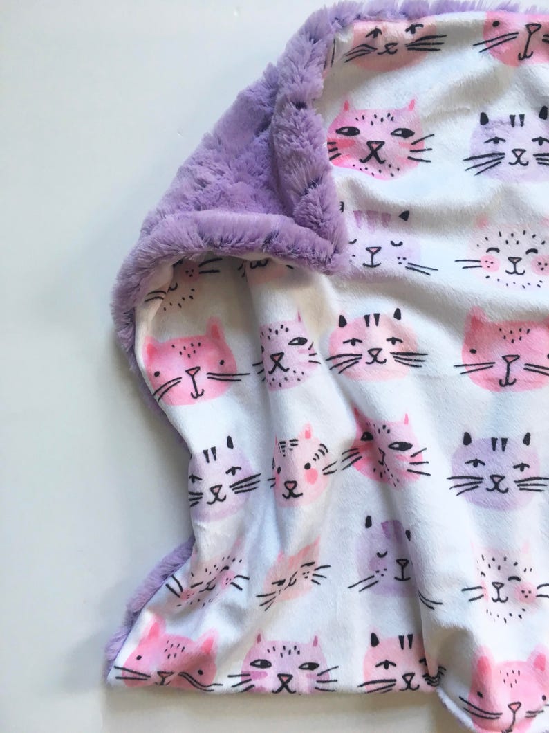 Kitty cat lovey security blanket purple cats minky kitties Etsy