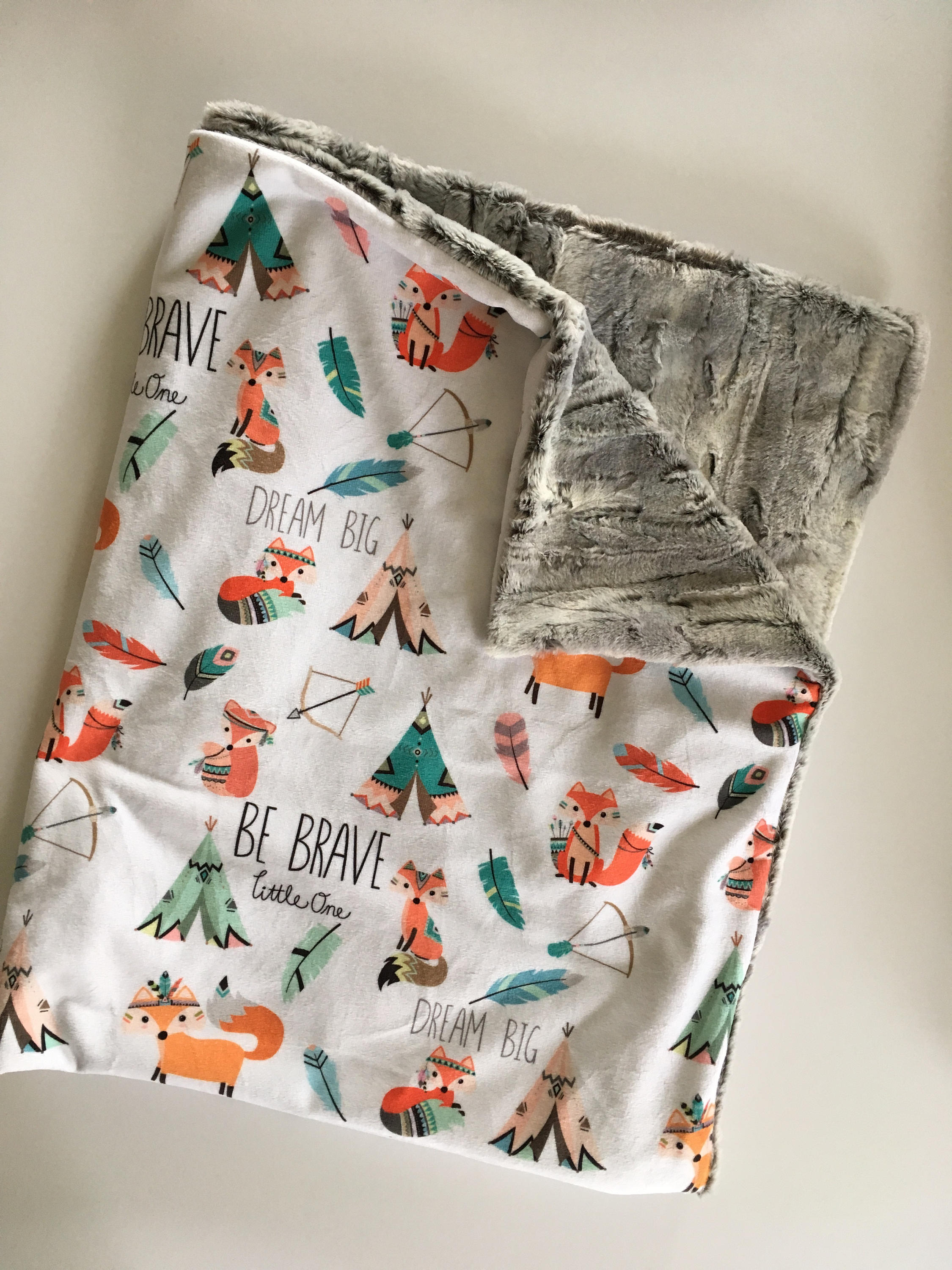 Tribal Fox baby blanket Woodland baby blanket native Etsy
