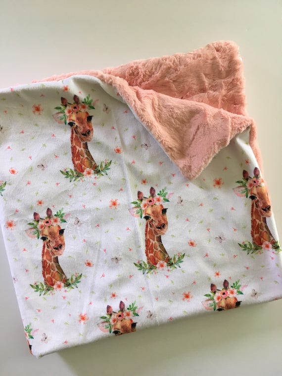 Giraffe Floral Baby Blanket giraffe baby blanket pink baby Etsy