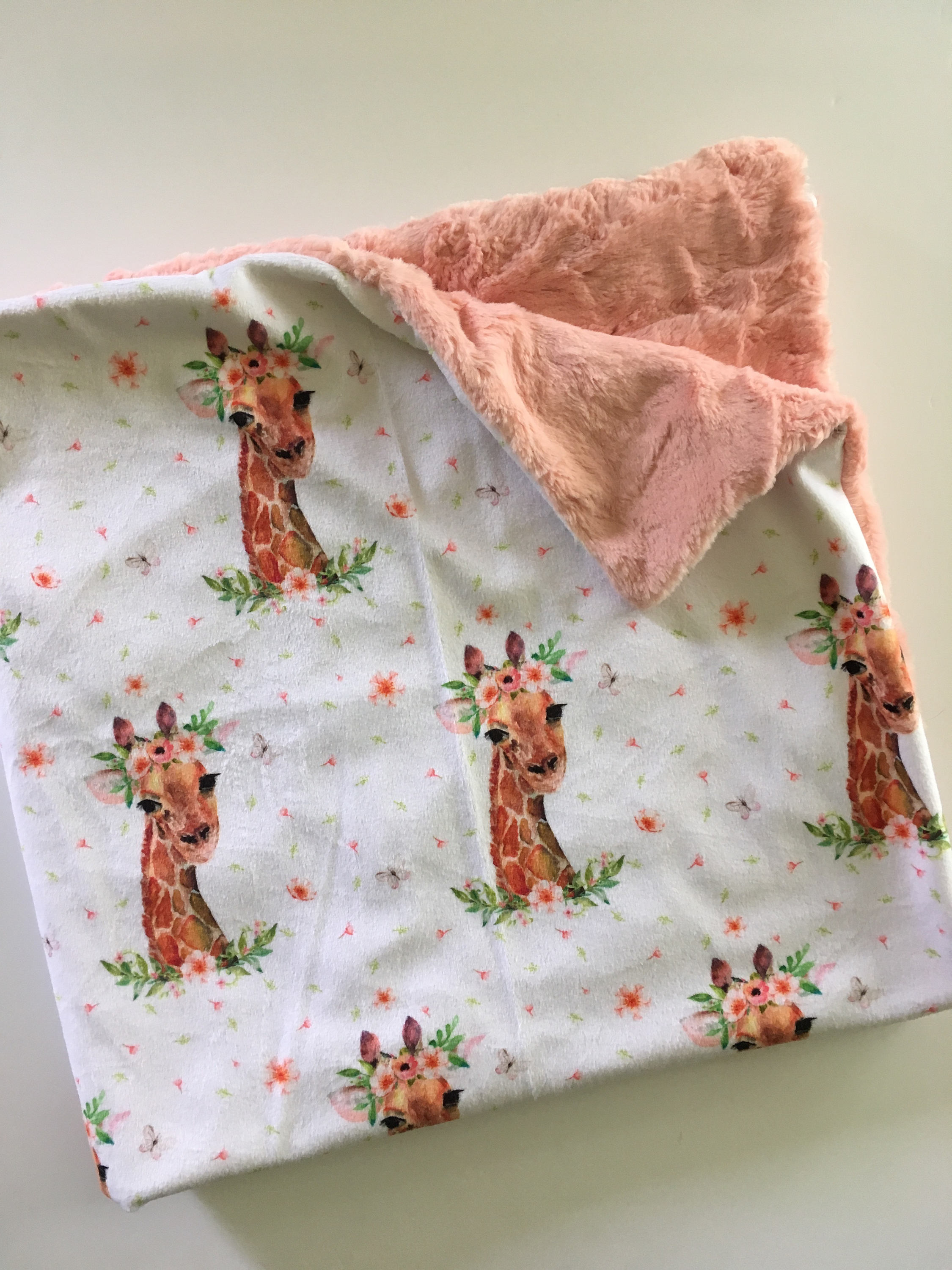Giraffe Floral Baby Blanket giraffe baby blanket pink baby Etsy