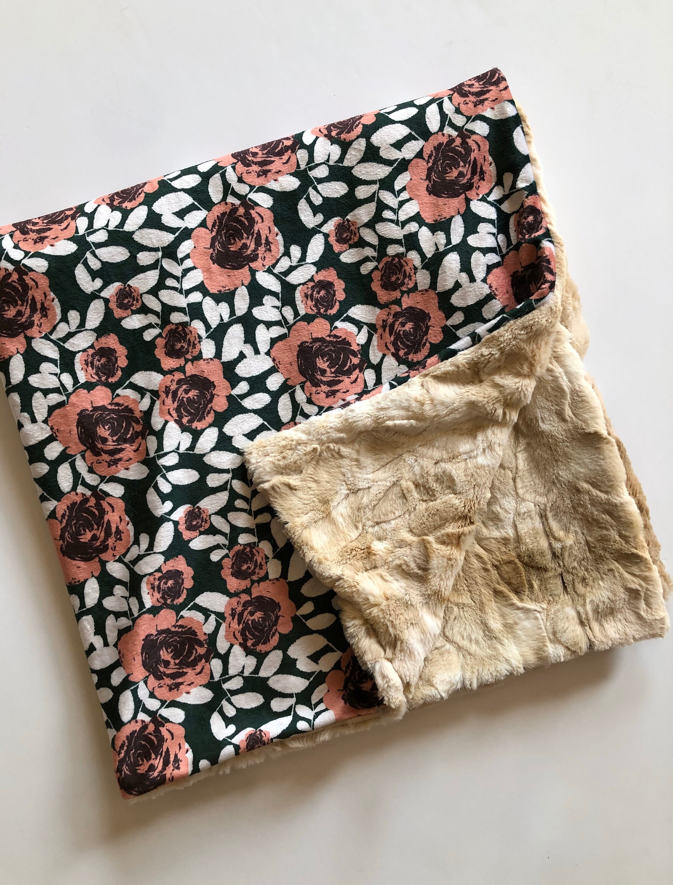 Mauve Baby Blanket mauve FLoral nursery double minky mauve Etsy