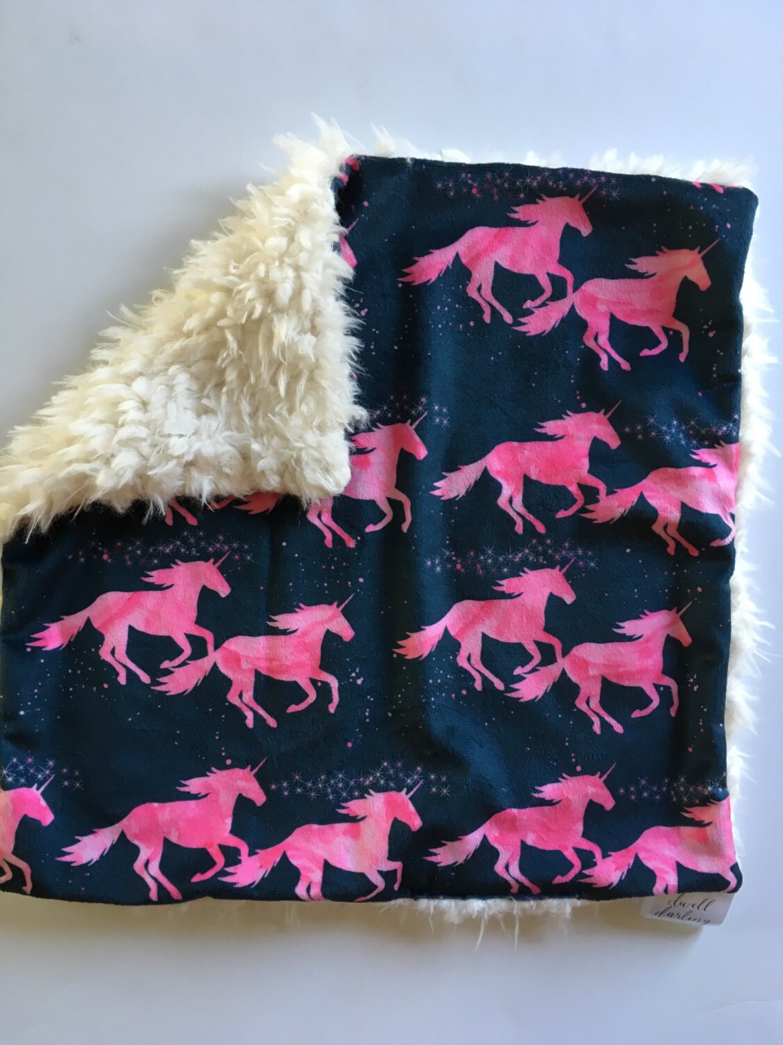 Unicorns lovey security blanket 15 inches x 15 inches minky Etsy