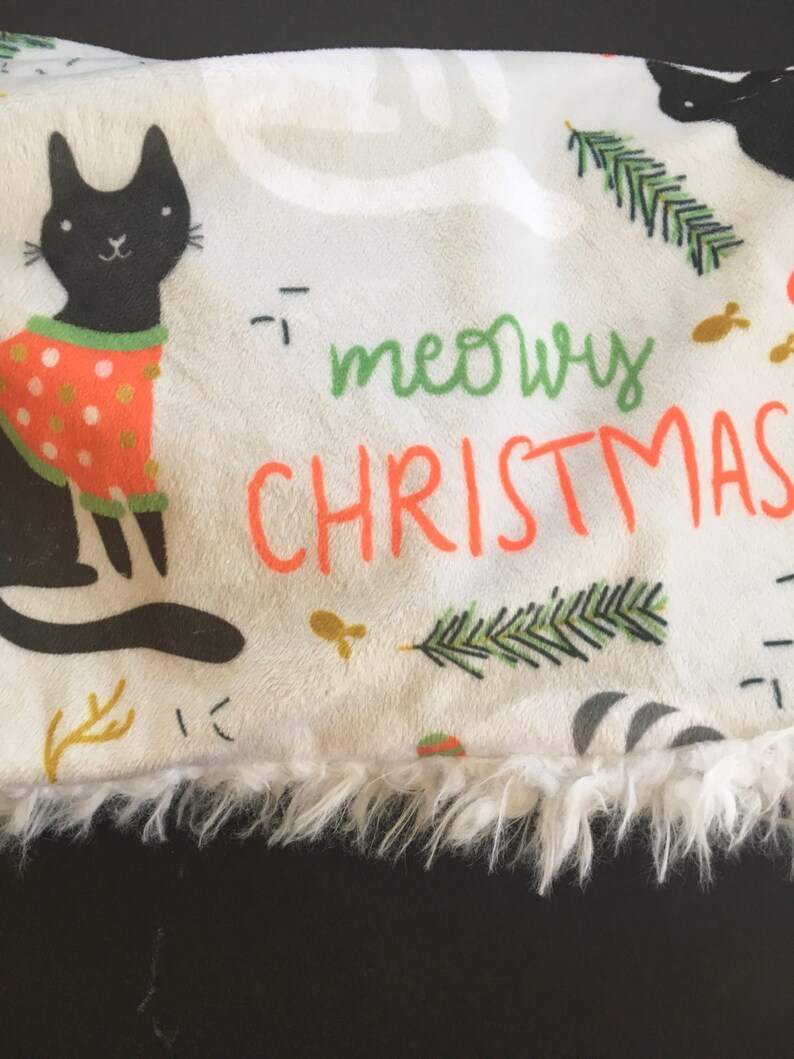 Christmas cat lovey holiday blanket kitty lovey blanket Etsy
