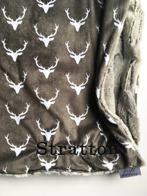 Elk Head Deer Baby Blanket gray nursery Blanket deer Etsy