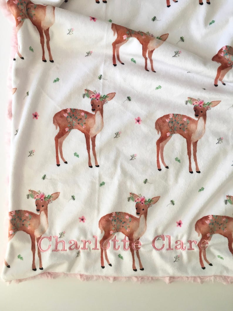 Girl Fawn Deer Baby Blanket fawn girl nursery Blanket deer Etsy