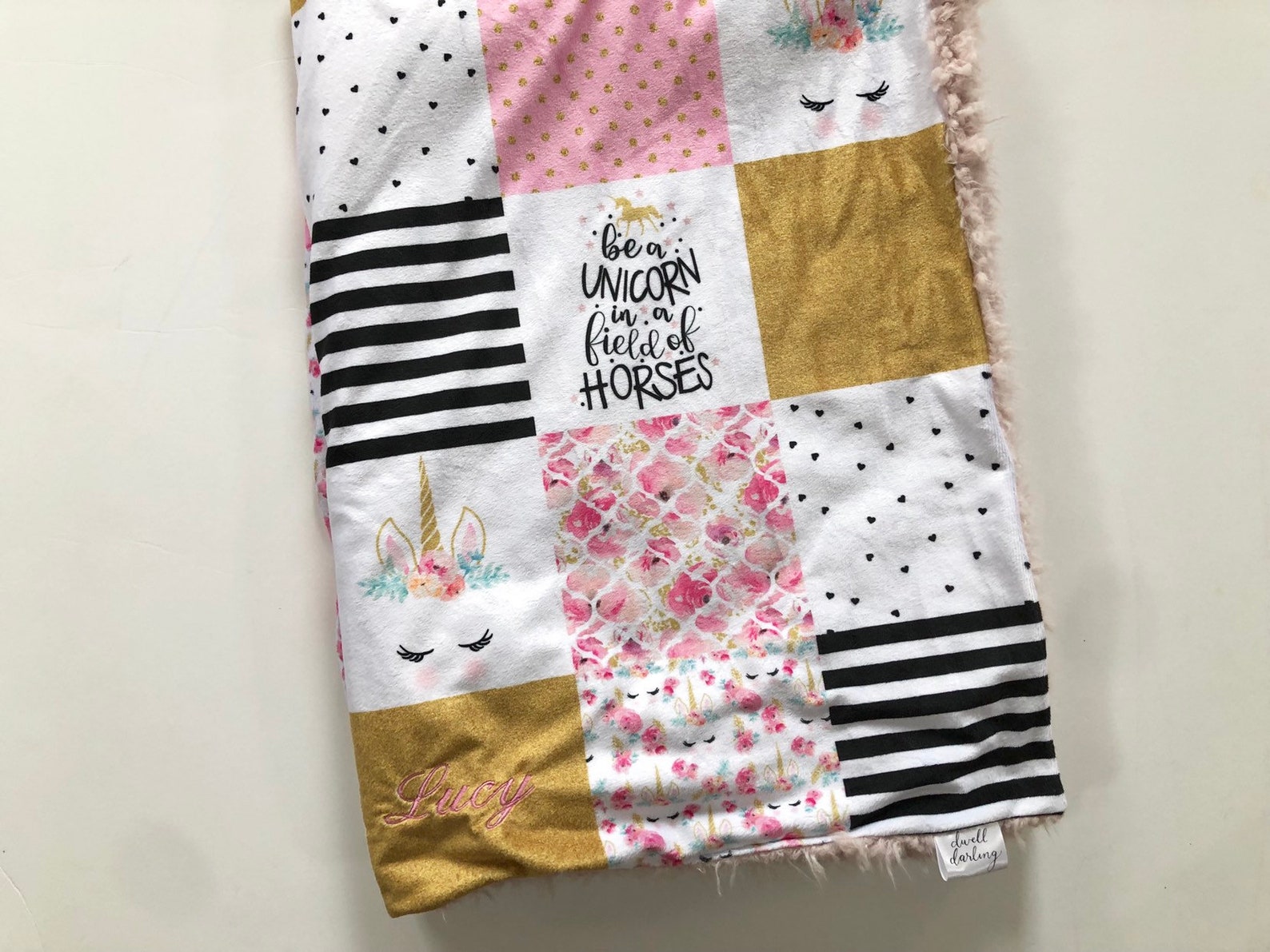 Unicorn baby blanket pink unicorn blanket unicorn baby Etsy