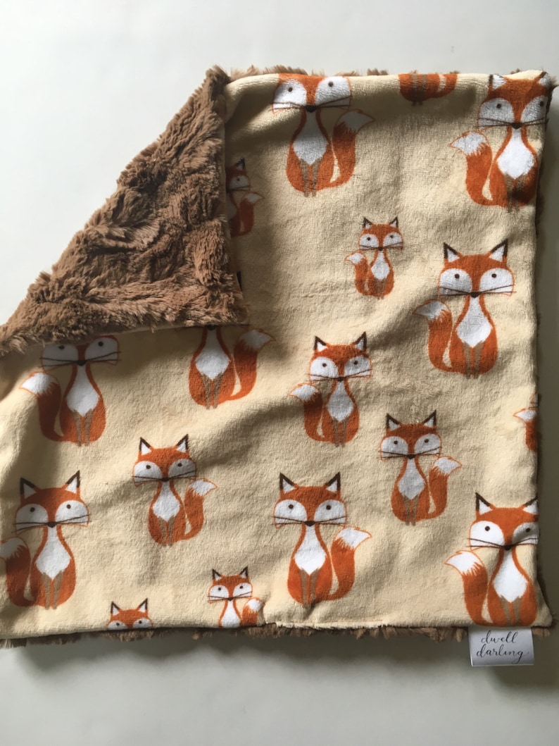 Fox Nursery Gender Neutral Baby Shower Gift baby Woodland Nursery Blanket minky Woodland Blanket Fox Baby lovey security blanket