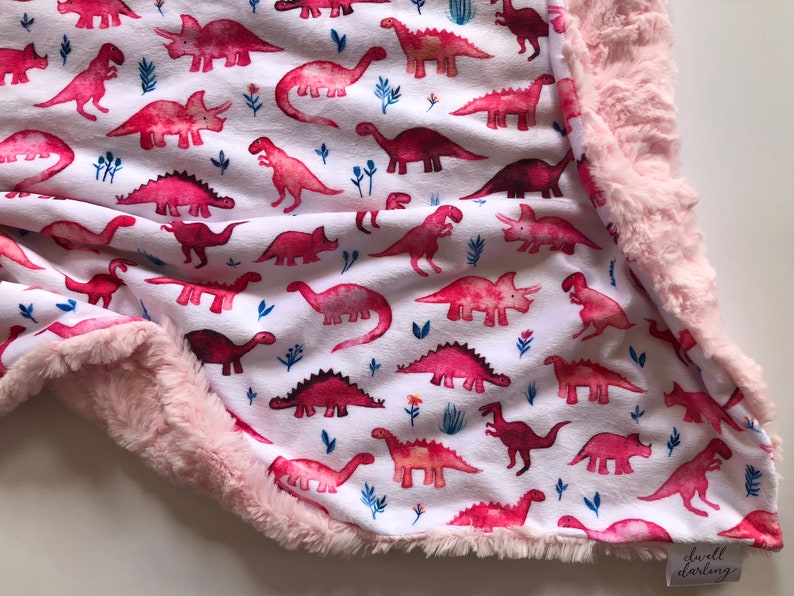 Pink Dinosaur Baby Blanket dinosaur lovey girl nursery dino Etsy