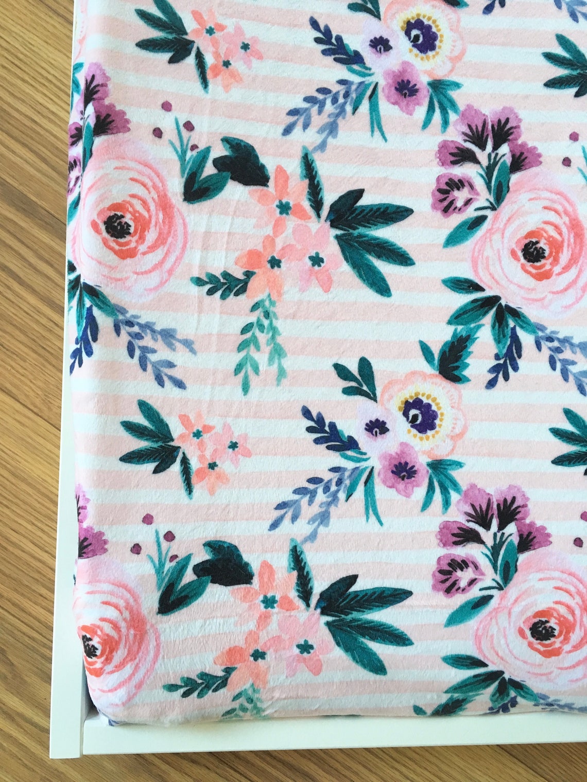 Floral Minky Changing Pad Cover blush nursery minky Etsy