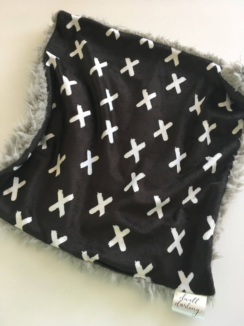 Black white X baby blanket gray Blanket geometric Blanket Etsy