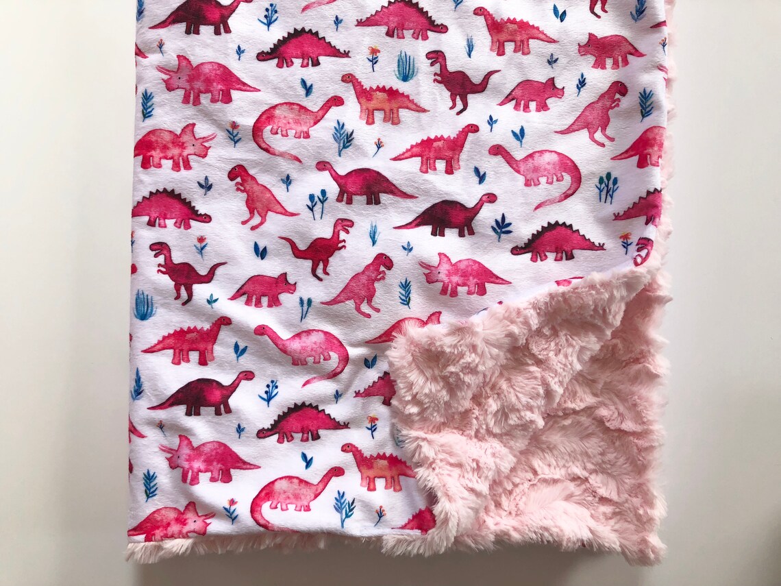 Pink Dinosaur Baby Blanket dinosaur lovey girl nursery dino Etsy