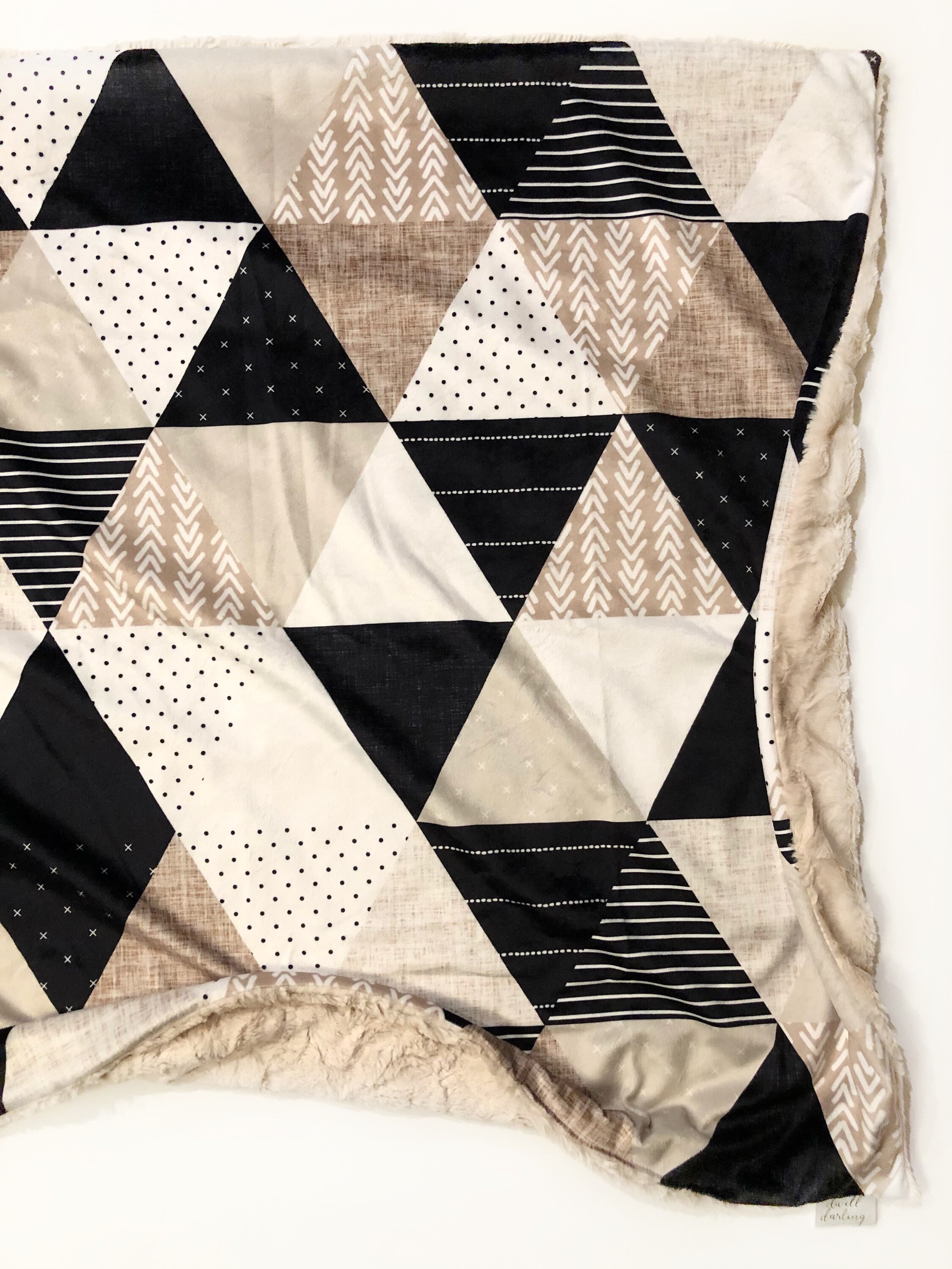 Geometric baby blanket Black White Blanket geometric Etsy