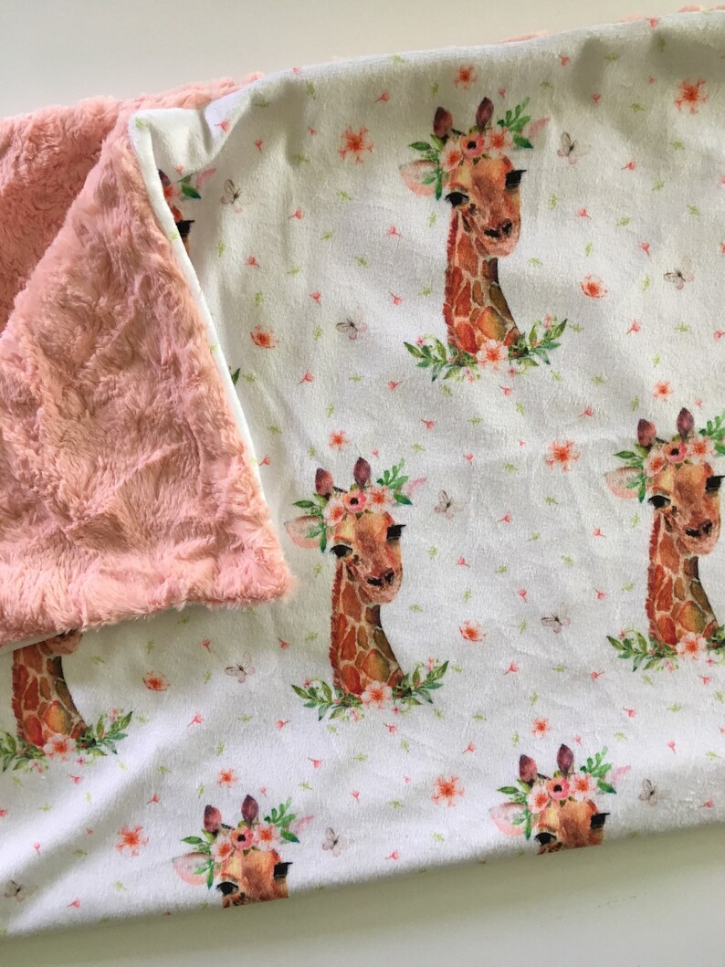 Giraffe Floral Baby Blanket giraffe baby blanket pink baby Etsy