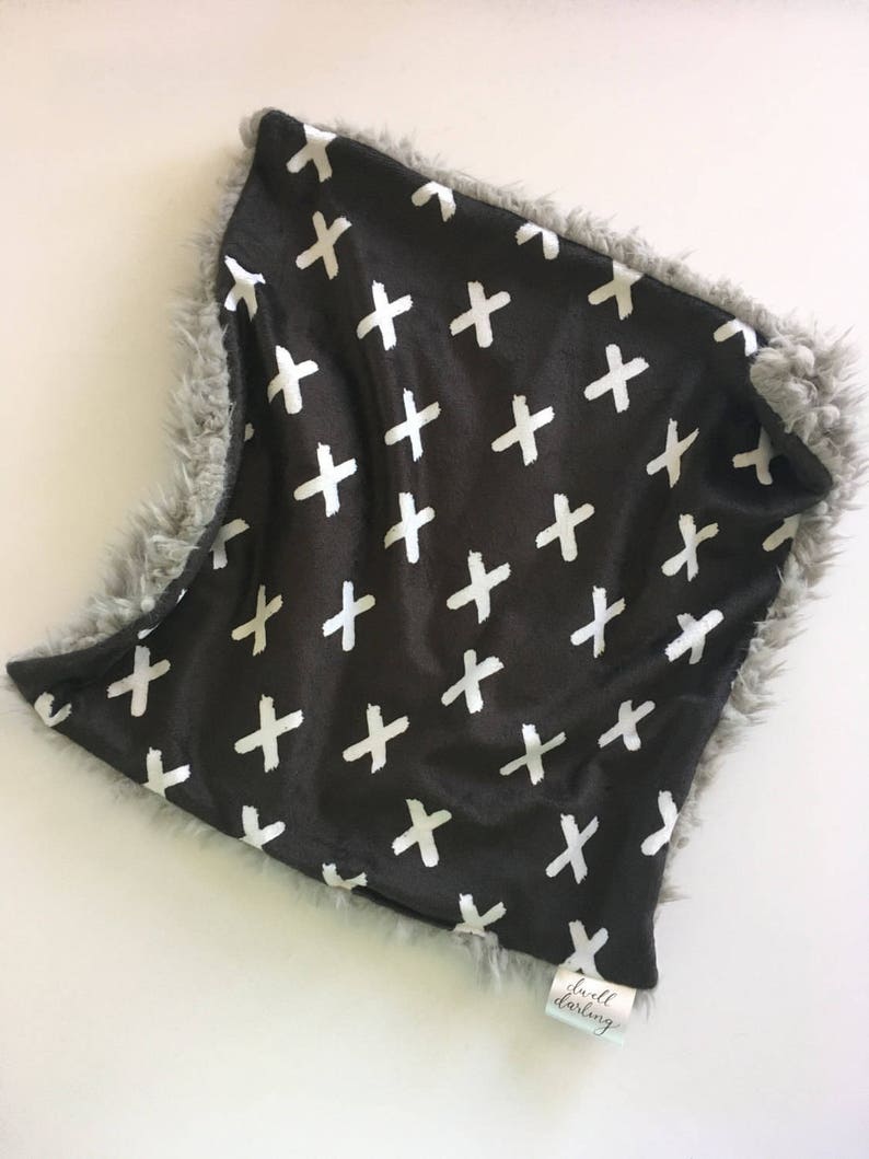 Black white X baby blanket gray Blanket geometric Blanket Etsy