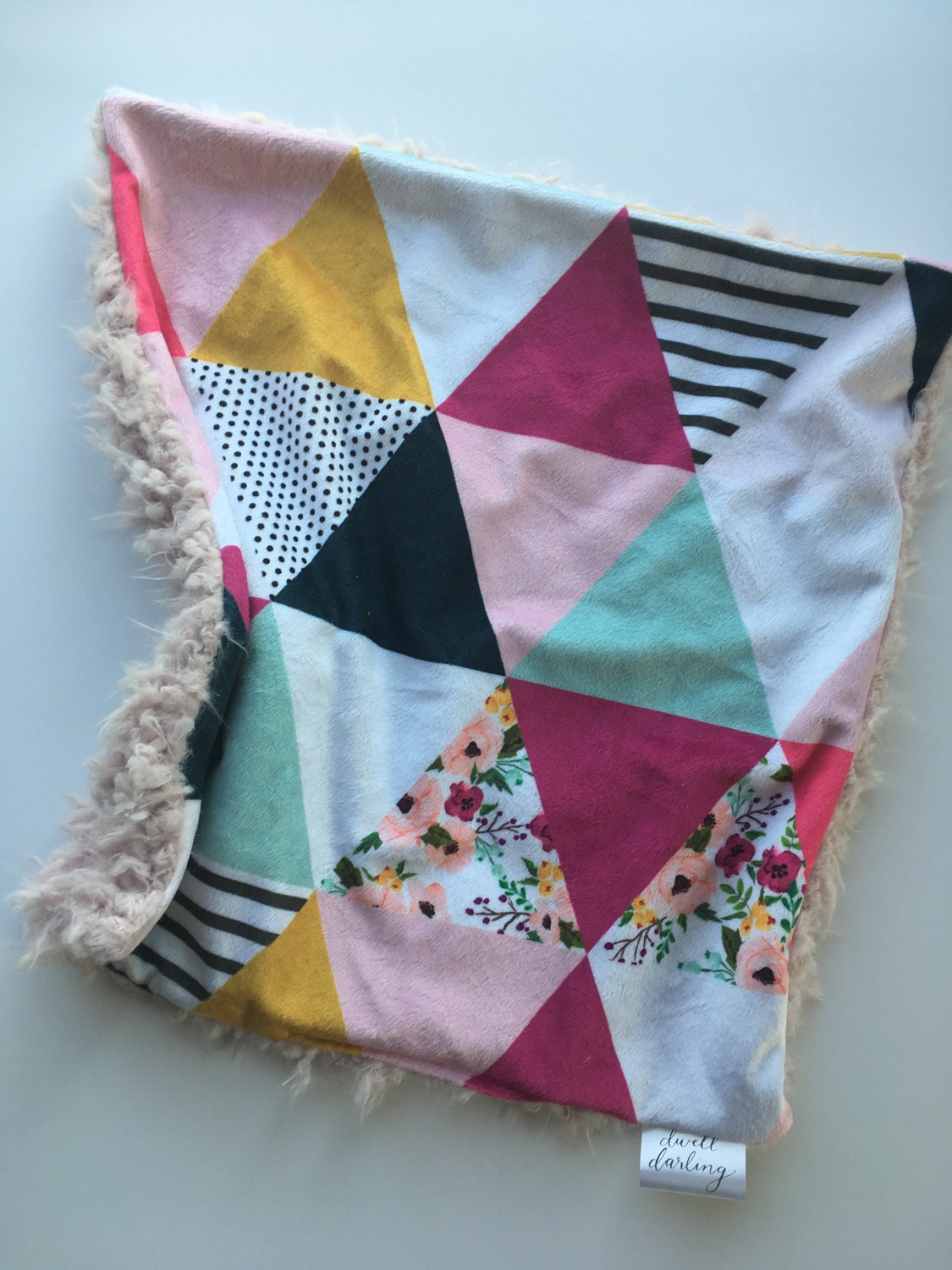 Floral Minky Baby Blanket pink black gray navy gold floral Etsy