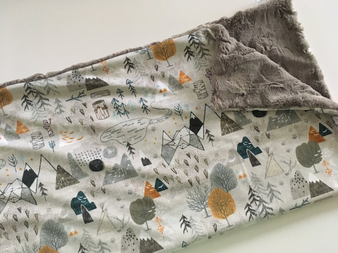 Mountain blanket Adventure outdoor Baby Blanket minky Baby Etsy