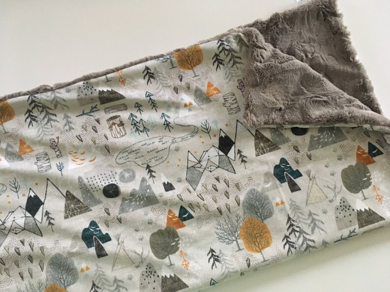 Mountain blanket Adventure outdoor Baby Blanket minky Baby Etsy