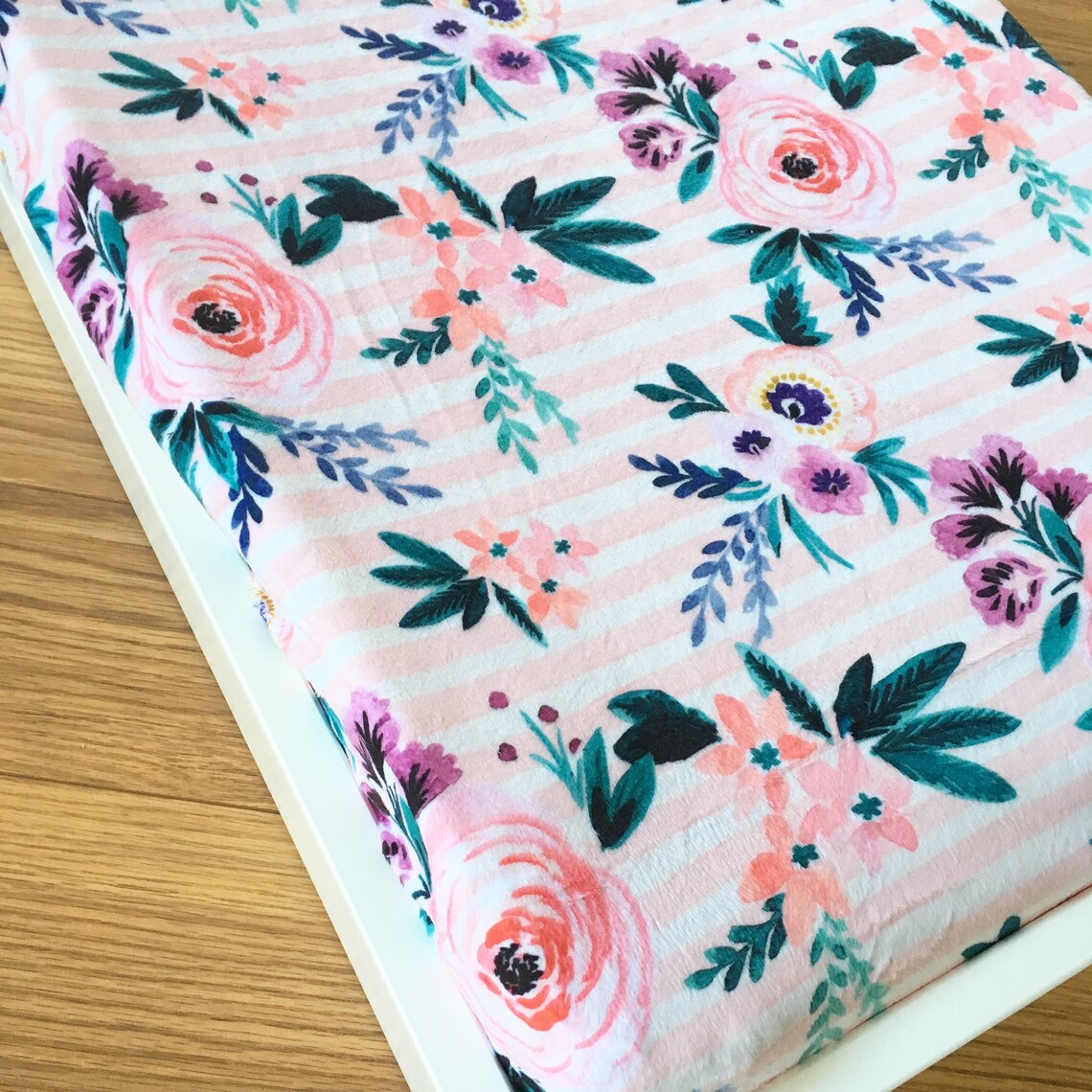 Floral Minky Changing Pad Cover blush nursery minky Etsy