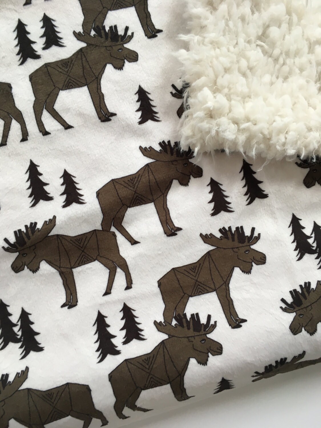 Woodland moose bear gray Baby Blanket triangle teepee tp Etsy