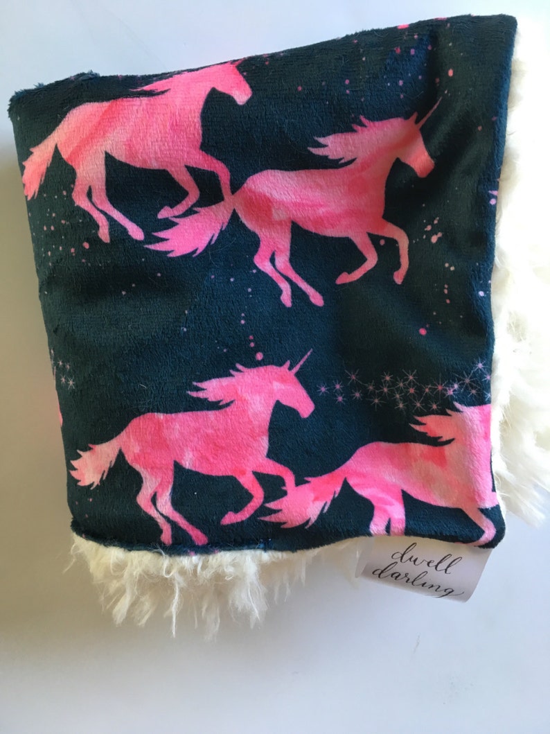 Unicorns lovey security blanket 15 inches x 15 inches minky Etsy
